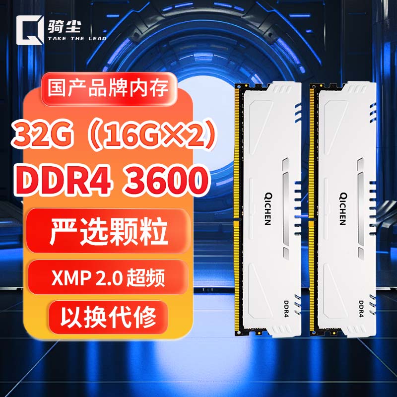骑尘 DDR4 8G 3200 电脑台式机内存条 无双系列马甲条套条ddr4 3600 4000兼容 无双系列 DDR4 32G 3600（16G*2）