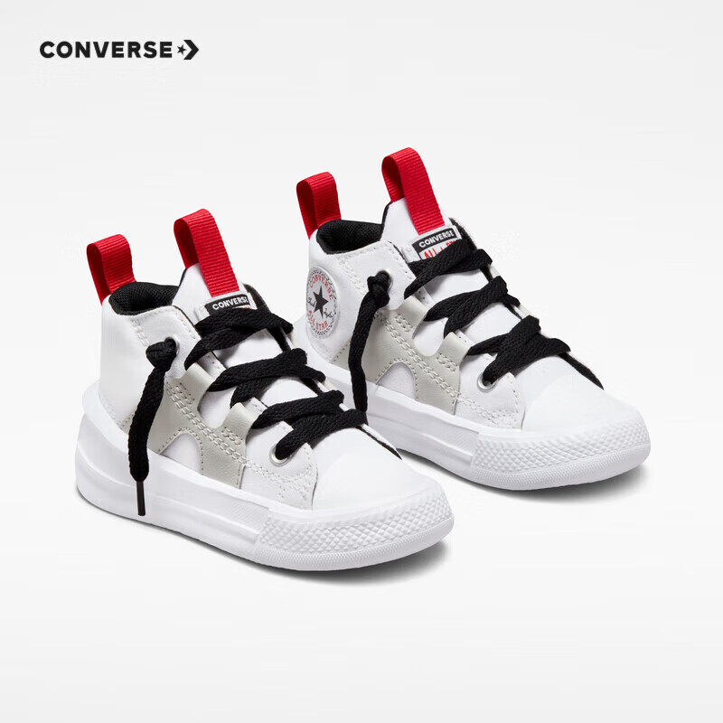匡威converse儿童鞋男女童高帮帆布鞋 白/灰 22码