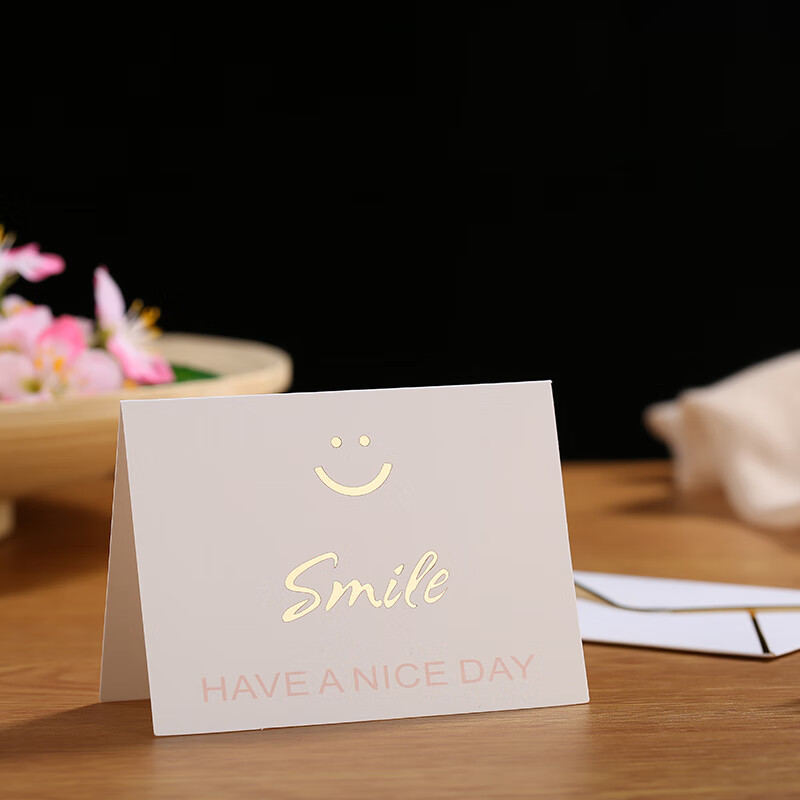 节贺卡生日祝福三八妇女节卡定制创意礼物简约小卡片带信封 微笑1张