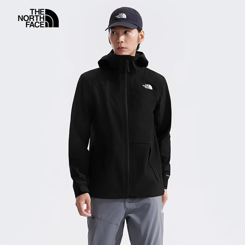 The North Face北面冲锋衣男户外防风防泼单层硬壳外套8AP0 黑色/JK3 L