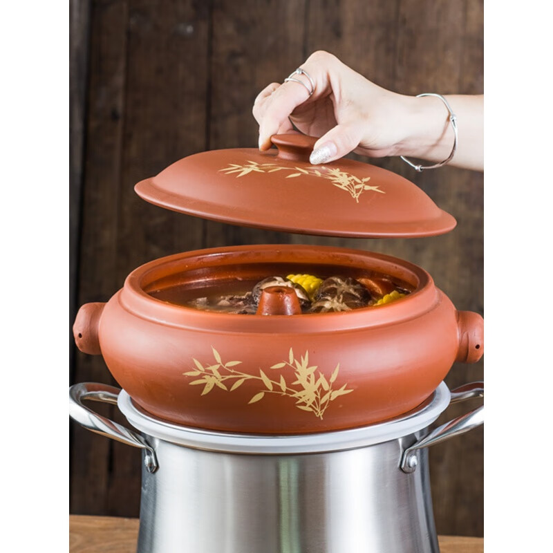 涧冰汽锅鸡专用蒸锅汽锅鸡汽锅紫陶云南气锅鸡蒸汽锅家用紫砂汽锅商用