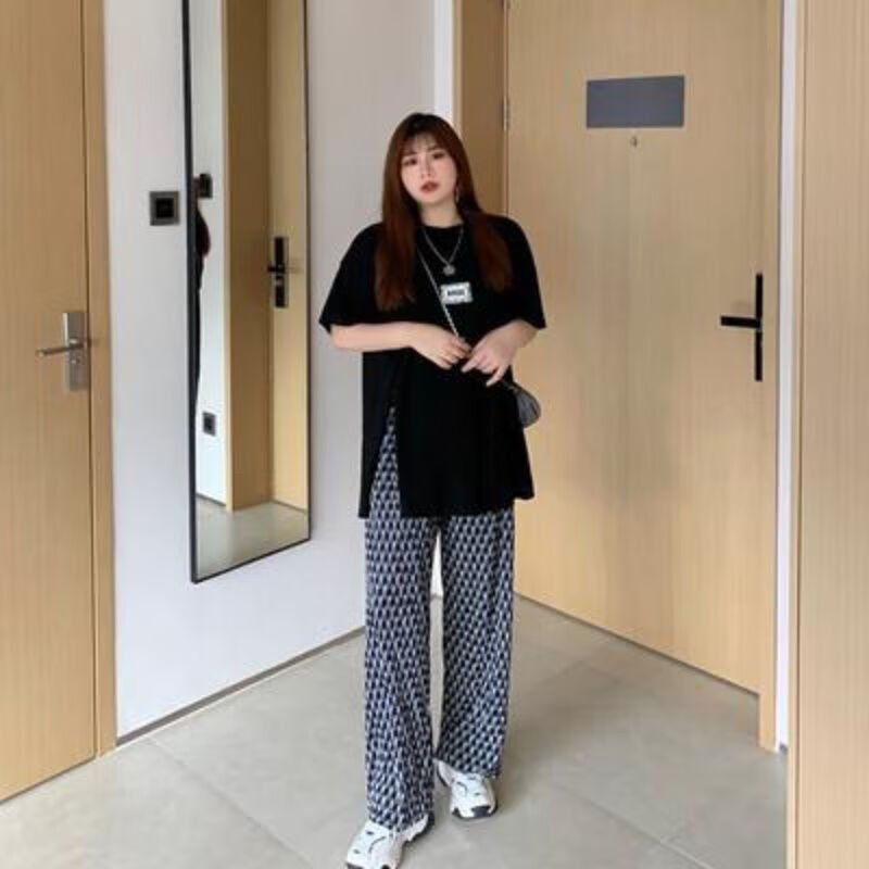 圣健郎(shengjianlang)140斤女夏天穿的胖mm300斤两件女开叉t恤短袖