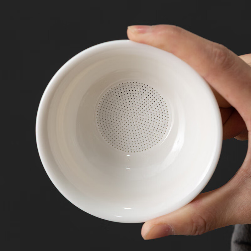 陶瓷茶漏隔茶叶泡茶过滤网器 德化白瓷茶滤 功夫茶具配件漏斗茶虑 素