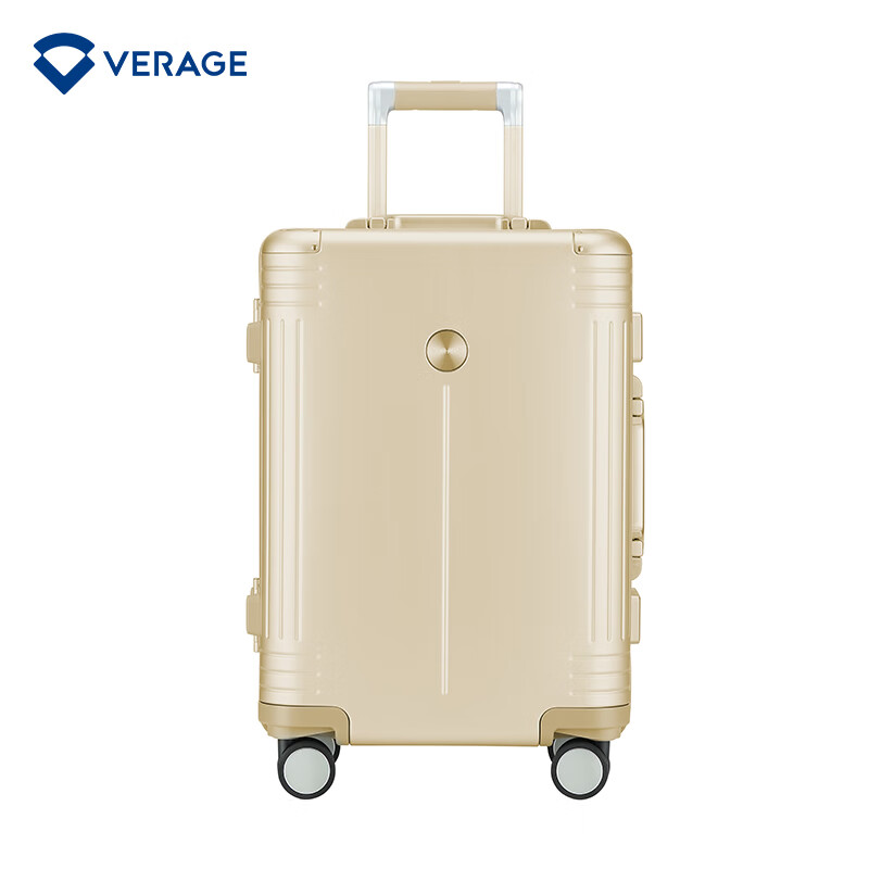 维丽杰（verage）全铝镁合金行李箱小型拉杆箱密码商务旅行箱铝框加厚耐磨登机箱子 钛金色 20寸