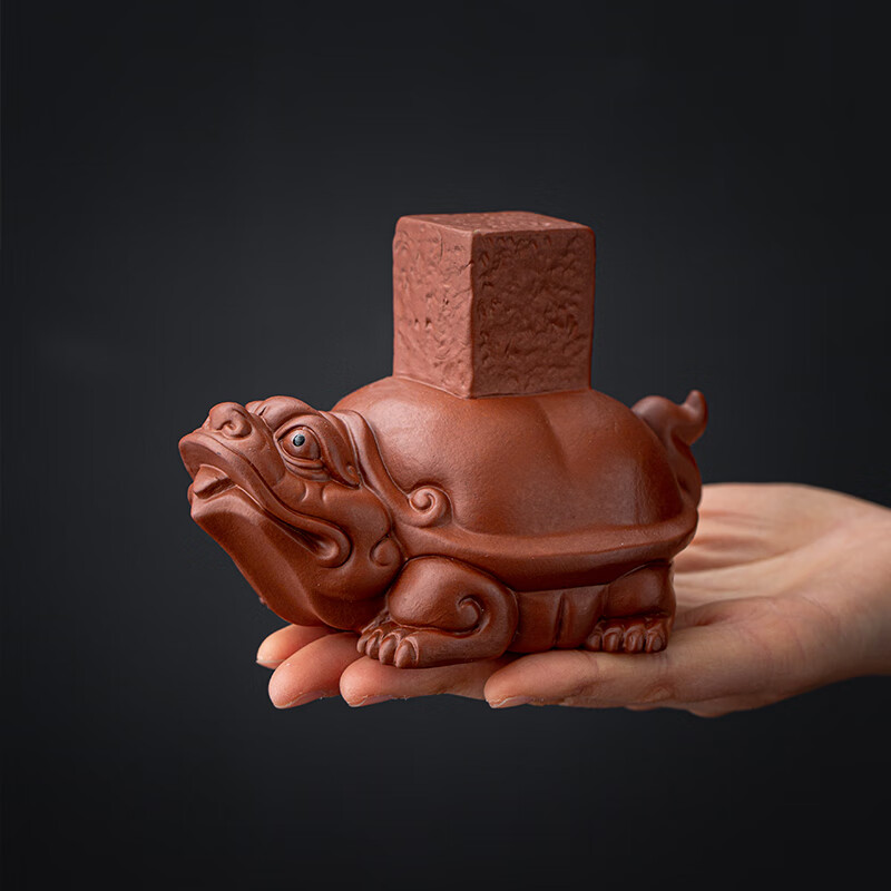 宇軒紫砂金蟾指定有錢茶寵招財(cái)手工可養(yǎng)精品龍龜蓋置茶具配件擺件 ZY龍龜蓋置朱泥