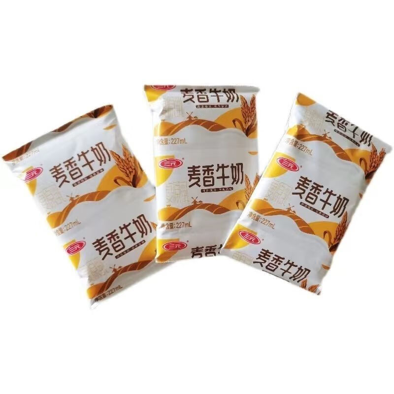 三元（SAN YUAN）(新日期)北京三元經(jīng)典麥香牛奶227ml*8/16袋早餐學(xué)生奶沖量 麥香牛奶8袋裝(泡沫箱)