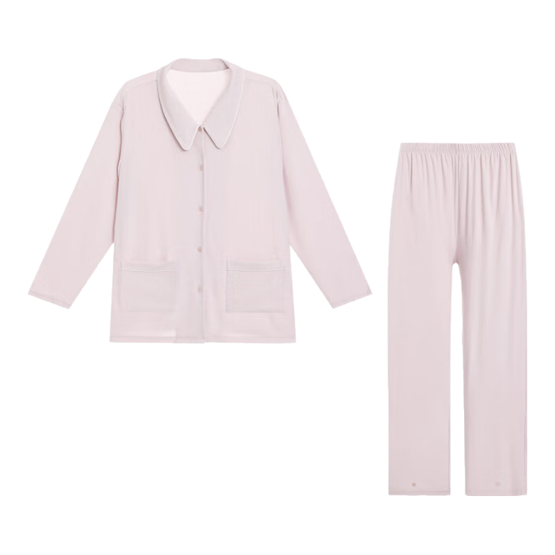 愛慕內(nèi)衣女翻領(lǐng)長袖長褲睡衣家居服套裝灼華AM46A471紫色170