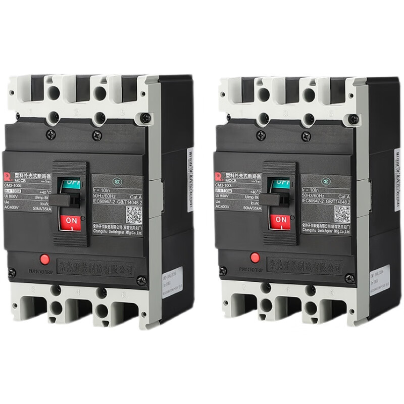 于常熟cm3系列塑壳断路器63l100l100m250l空气开关三极四极250a400a