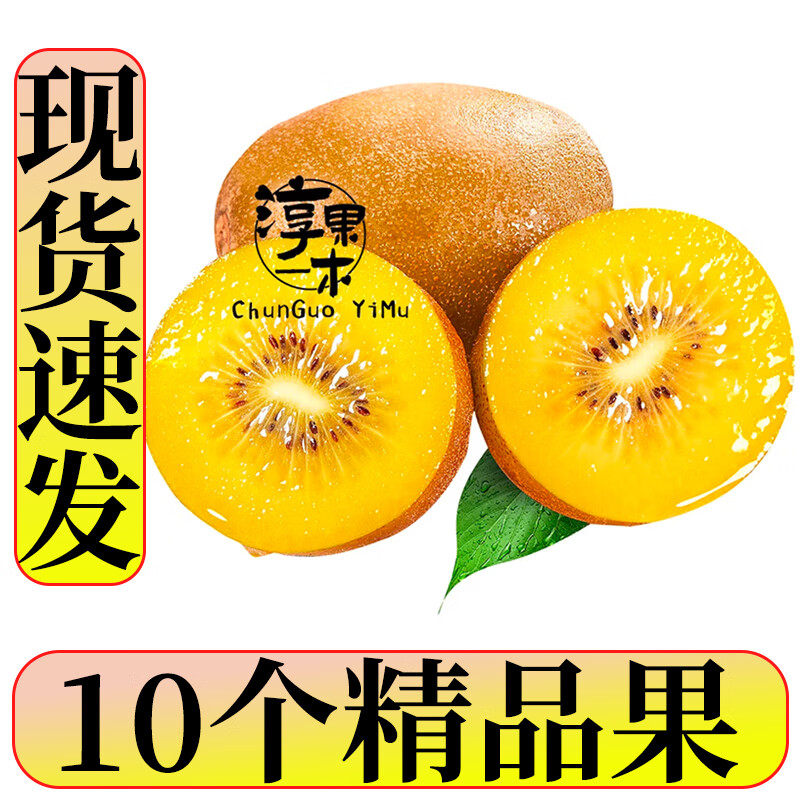 淳果一木 黄心猕猴桃 弥猴桃金果奇异果猕猴桃 新鲜水果 生鲜 水果 10个 精品果 单果70-100克+