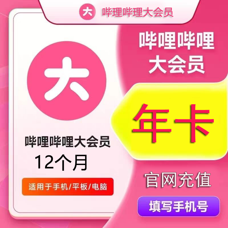 哔哩哔哩 大会员一年 bilibili B站一年大会员1年 12个月 一次到账1年(不支持电视),67.8元—— 慢慢买比价网