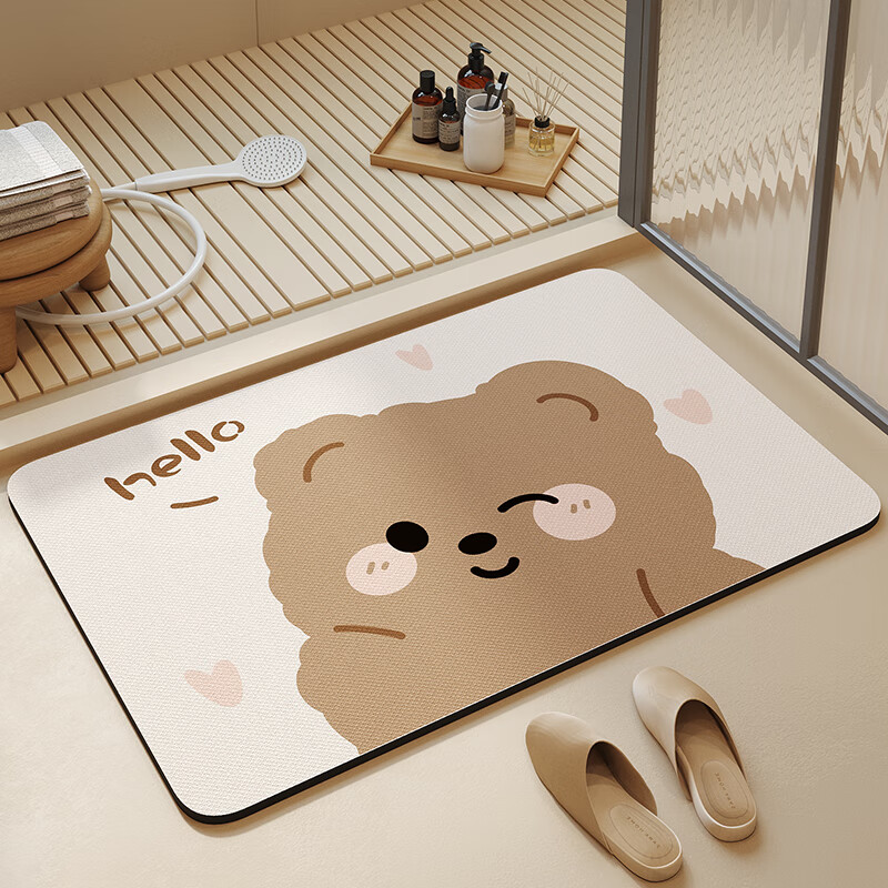 KAYE卡通地垫浴室卫生间吸水速干防滑垫厕所浴缸脚垫家用入户门垫定制 GZN-hello小熊 40x60 cm
