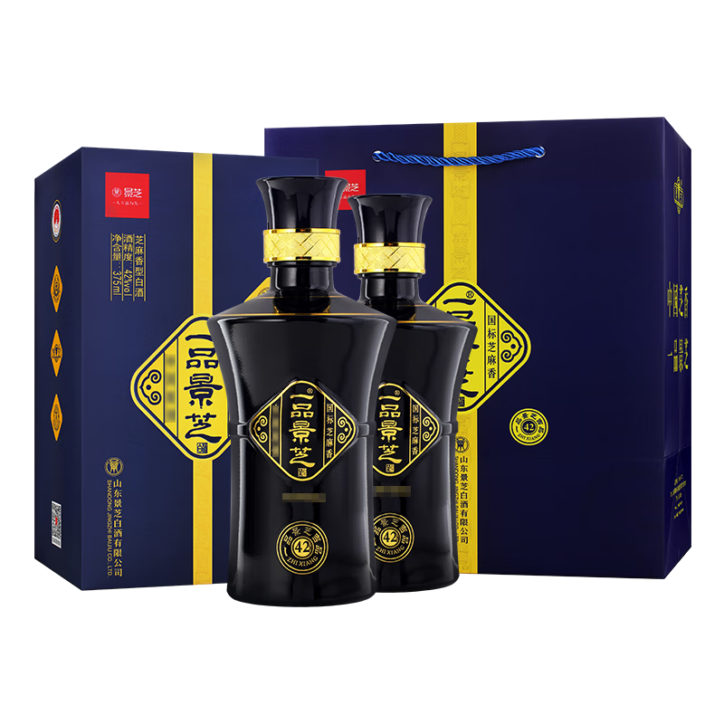 景芝【官方授權】一品景芝芝麻香型山東名酒過(guò)節送禮聚會(huì )純糧食白酒 42度 375mL 2瓶 一品景芝吉品