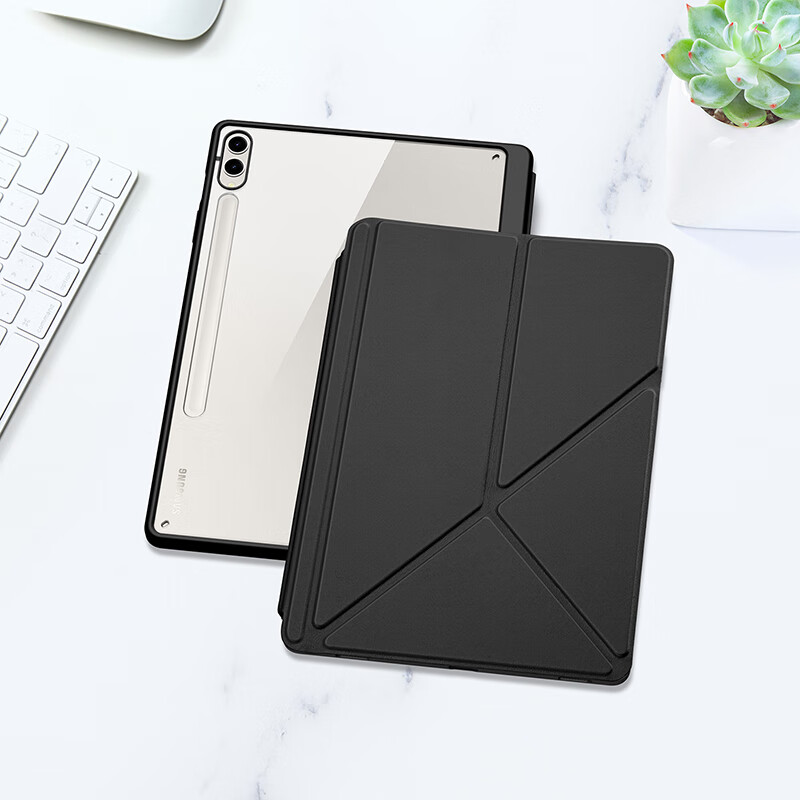 DUX DUCIS适用三星Tab S10 plus平板保护壳s9fe+透明保护套s6lite卡扣拆分横竖支撑全包防摔软边硬壳带笔槽 黑色 三星 S10 FE+【13.1寸】