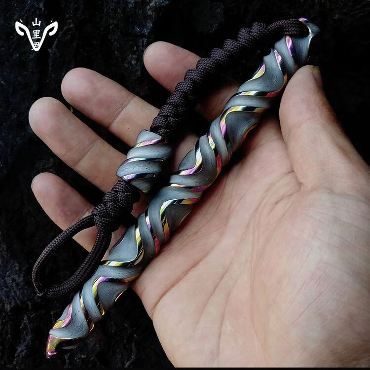 钛合金酷棍防身武器合法随身自卫手工把玩件户外应急战术edc装备 锥形头烤色