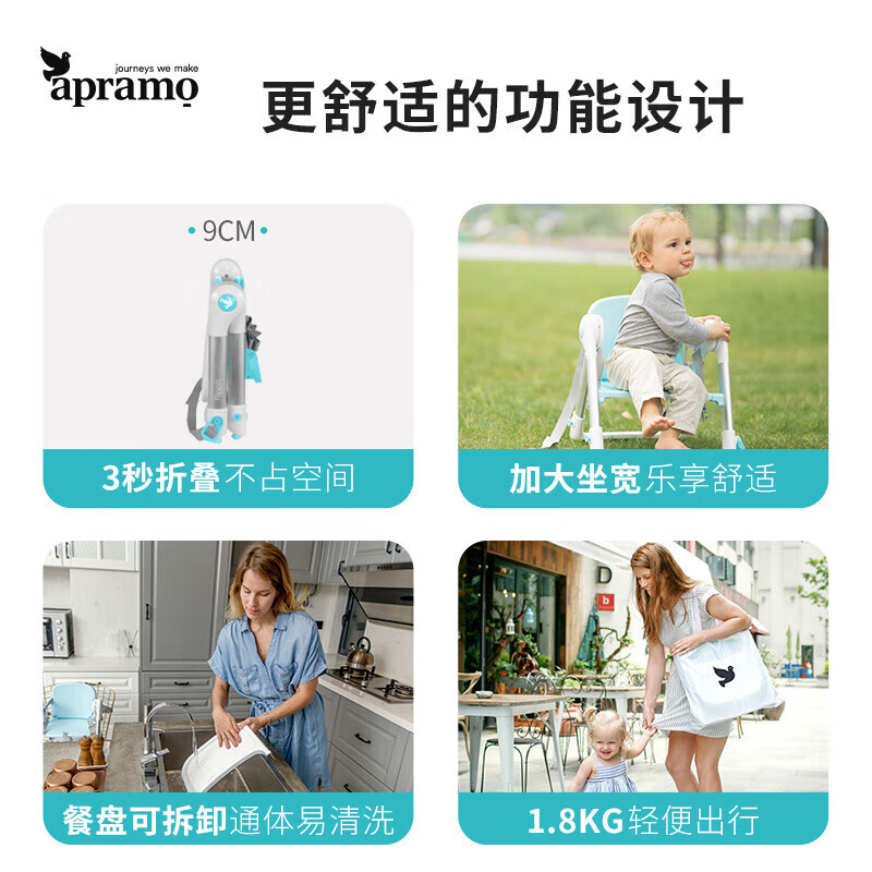 安途美宝宝餐椅儿童餐桌椅可折叠便携椅子 婴儿餐椅升级款 白金限定款【圣诞礼盒】