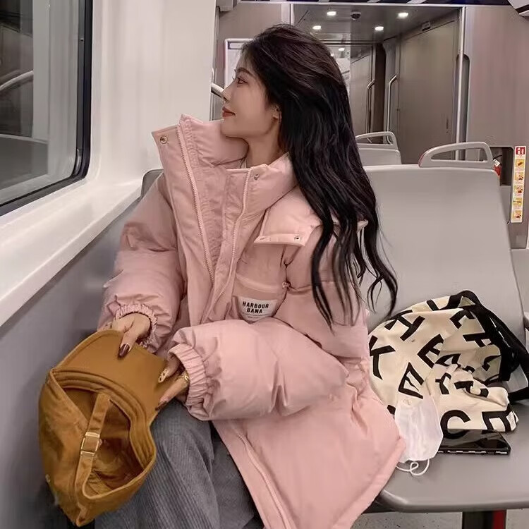 相伊恋人羽绒棉服女2025年新款冬季短款棉衣外套加厚棉袄小个子宽松面包服 黑色【保暖透气 一件过冬】 M 码【建议105-125斤】