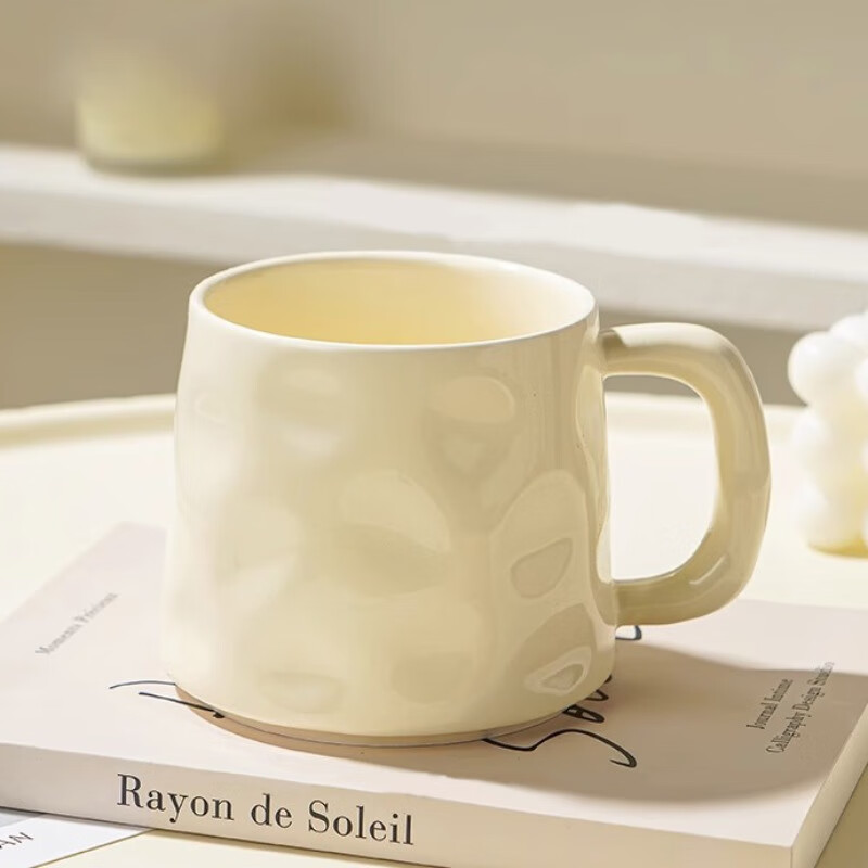 Edo陶瓷马克杯 奶油风水杯400ml咖啡杯牛奶杯早餐杯办公杯男女茶杯