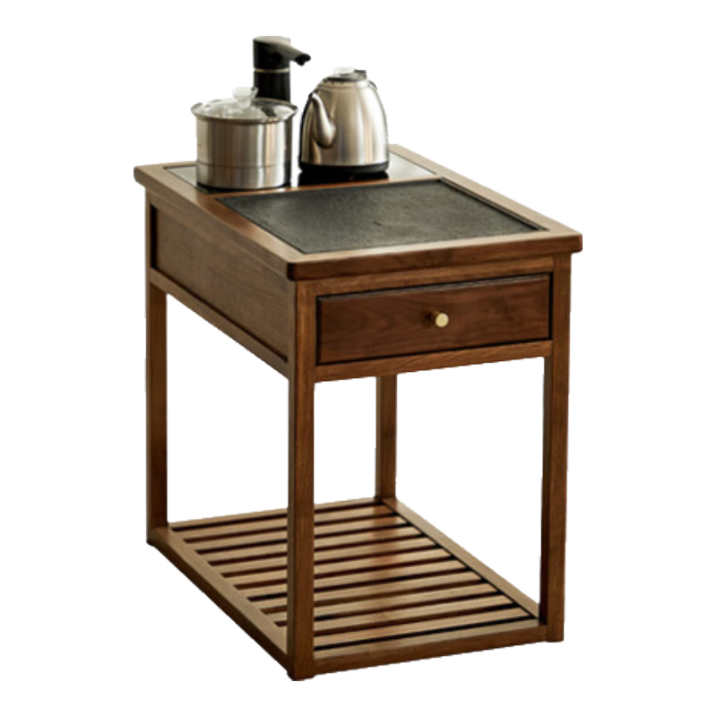 致典北美黑胡桃木移動(dòng)小茶臺(tái)燒水壺一體客廳實(shí)木小戶型家用茶桌茶水柜 北美黑胡桃木【茶水柜】