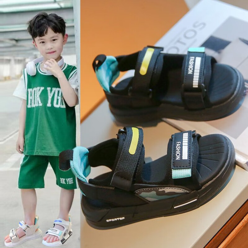 新百伦动感男童凉鞋2024新款夏季小童真皮软底儿童鞋子中大童防滑宝宝