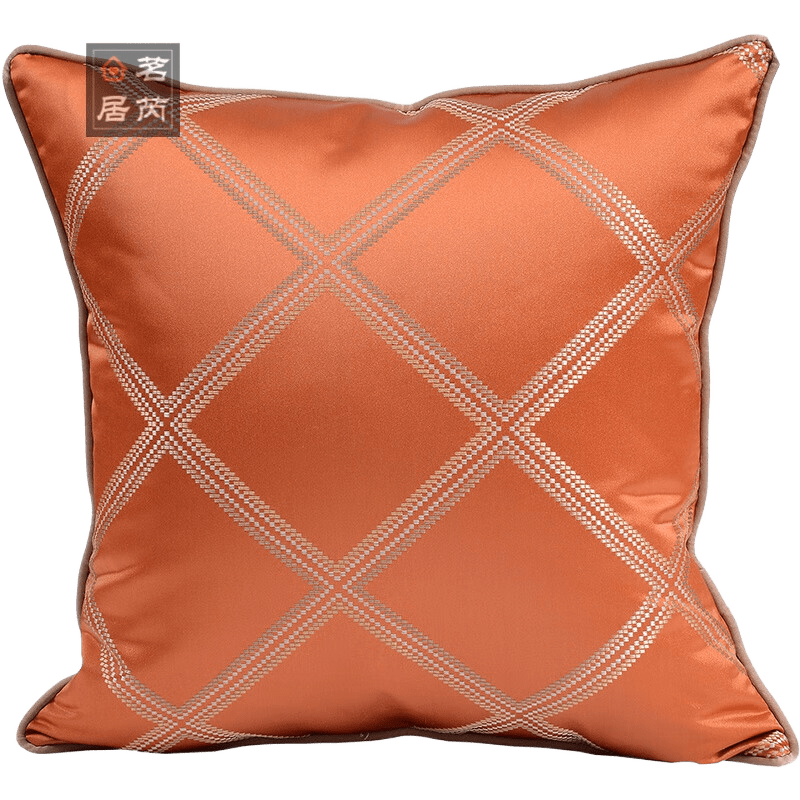 茗芮居高檔輕奢華沙發(fā)靠墊套含芯美式現(xiàn)代簡約客廳沙發(fā)抱枕枕套腰枕歐式 A0337桔色 高精密 45*45抱枕 含芯