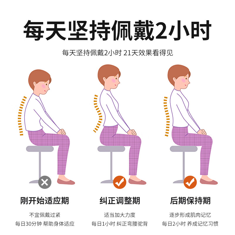 Rodel【液晶数显震动】背部矫正器儿童脊柱侧弯高低肩驼背矫正器成人 液晶数显丨震动提醒丨隐形不勒 均码