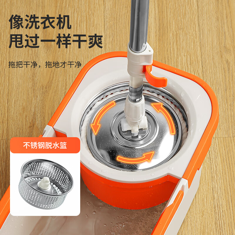 LYNN海绵拖把家用免手洗一拖净干湿两用懒人拖地拖布墩布强力吸水胶棉 【新升级】双驱动旋转拖把套装