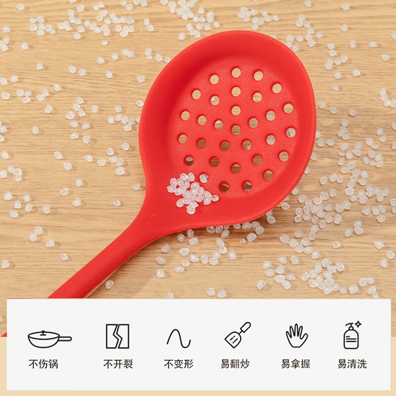 Amercook 硅胶锅铲煎锅不粘锅炒菜铲硅胶汤勺耐高温家用铲勺防烫不粘铲子 红色硅胶锅铲