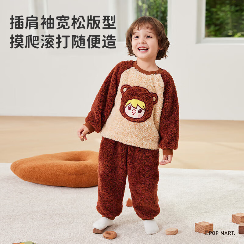 ibaby/英伦宝贝小甜豆联名儿童家居服套装秋冬加厚加绒居家服2 花花猪仔 150 cm