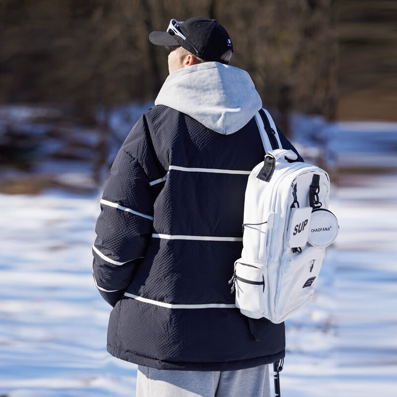 雪中飞舒适百搭痞帅短款立领外套羽绒服男装保暖时尚休闲 黑色 L 175/92A