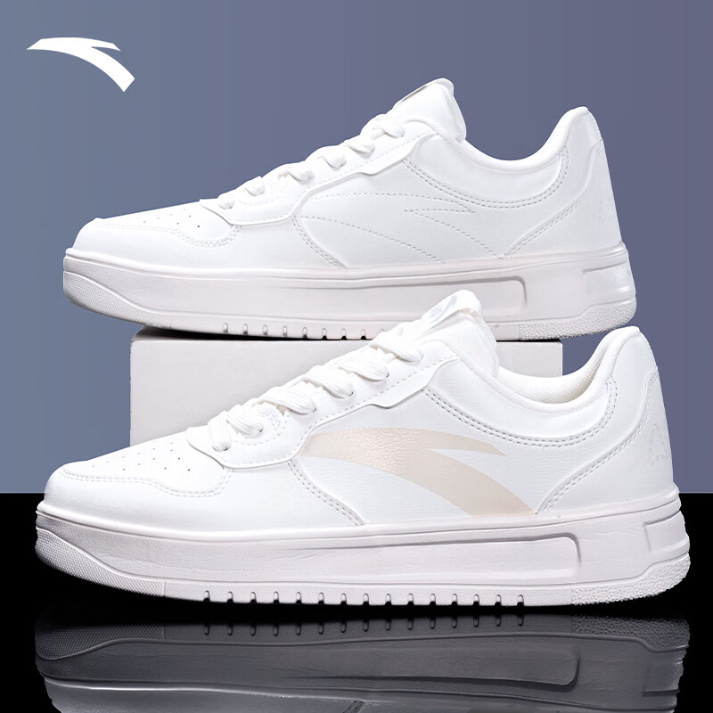 安踏(anta)小白鞋男鞋皮面防水耐脏运动鞋百搭休闲鞋子2024春季新款