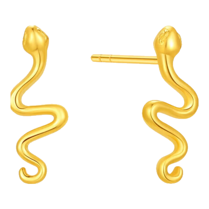 潮宏基足金5G黄金耳钉女款生肖蛇计价 至简 EEG30003428 一对款约1.85g