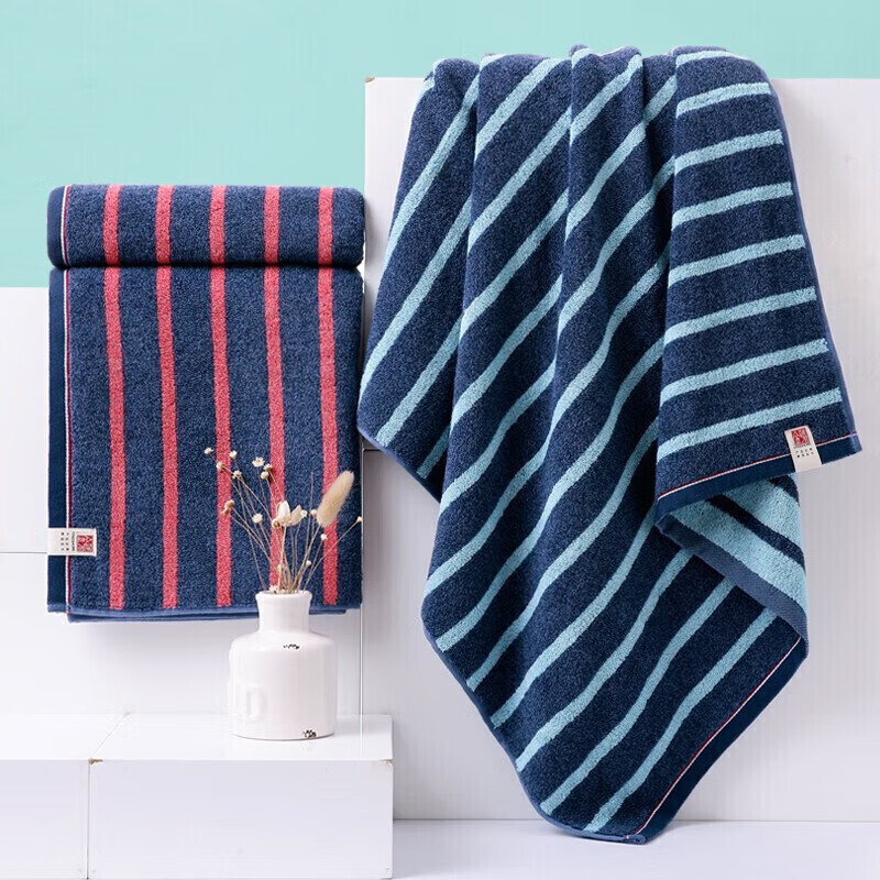 金号A类纯棉100%浴巾男士成人澡巾条纹加厚大浴巾