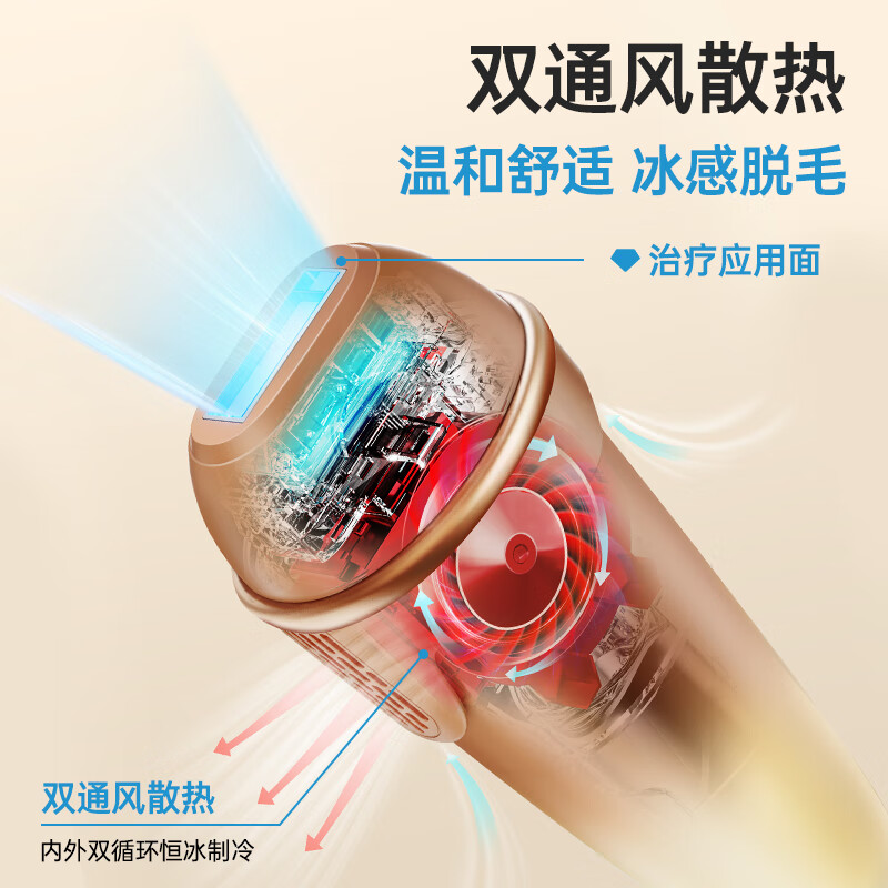 beautigo冰淇淋脱毛仪蓝宝石恒冰IPL家用红光波大能量剃毛器私处去毛 生椰可可-基础套装