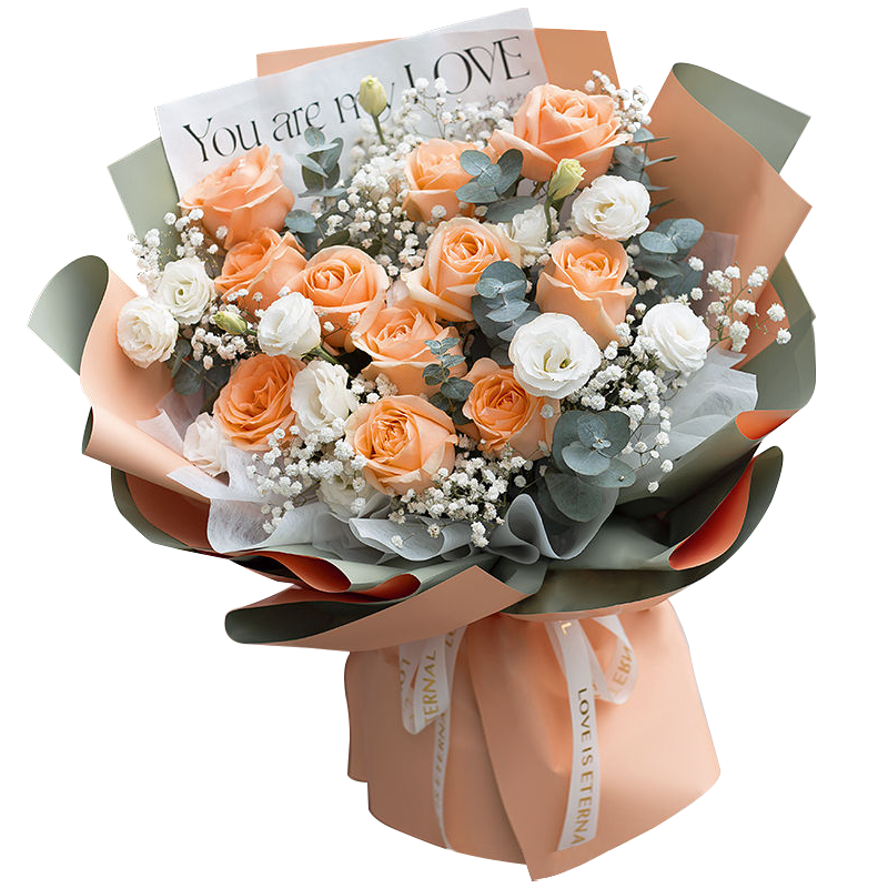 愛花居情人節(jié)鮮花紅玫瑰花生日送女友愛人表白禮物花束同城配送小時達 【一見傾心】11朵香檳玫瑰|DS569