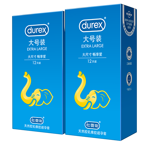 杜蕾斯durex 避孕套女 女 戴 大号装组合24只 套套超薄润滑 男套 情趣计生用品 大号装12只x2盒