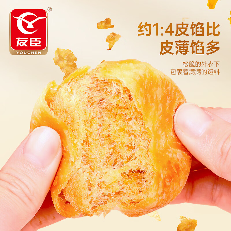 友臣（YOUCHEN）肉松饼干面包送礼年货礼盒糕点办公室解饿休闲零食小吃非油炸整箱 500g葱香味-散装