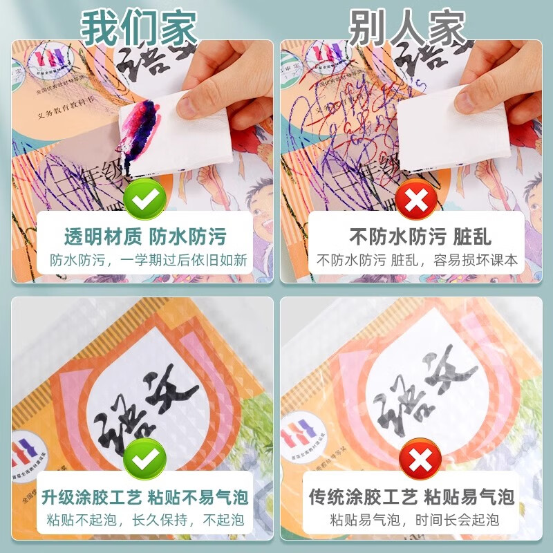 一树梨花 包书皮自粘透明包书膜 防水书套书本保护套a4加厚小学生一年级文具初中课本书籍封面书壳16K 【开学特价爆款】30张(大10中10小10)