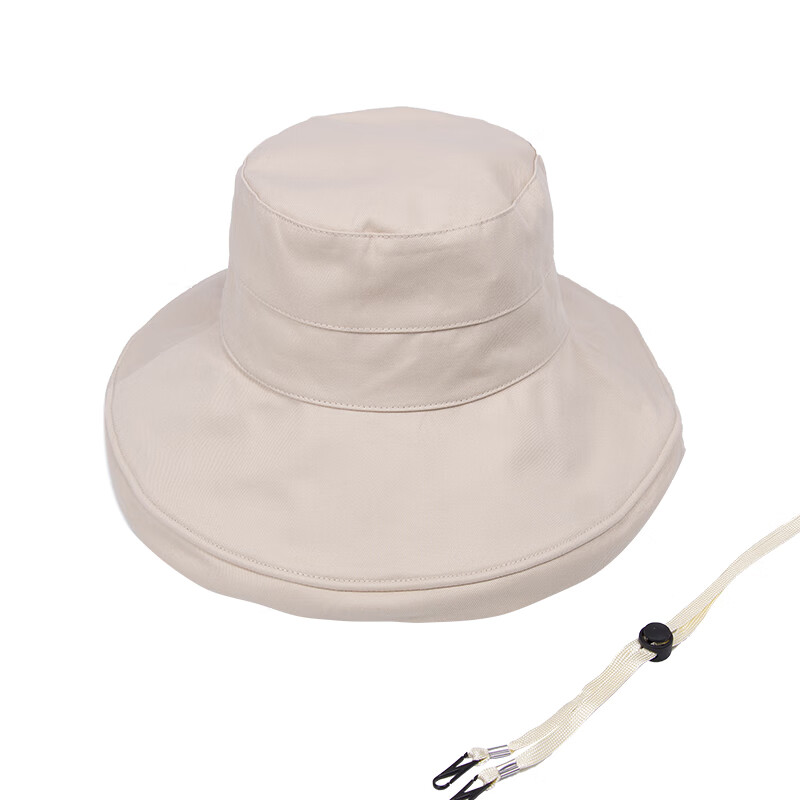 防晒布帽女遮脸防紫外线大帽檐可折叠帽子薄防晒遮阳太阳帽夏 米白色