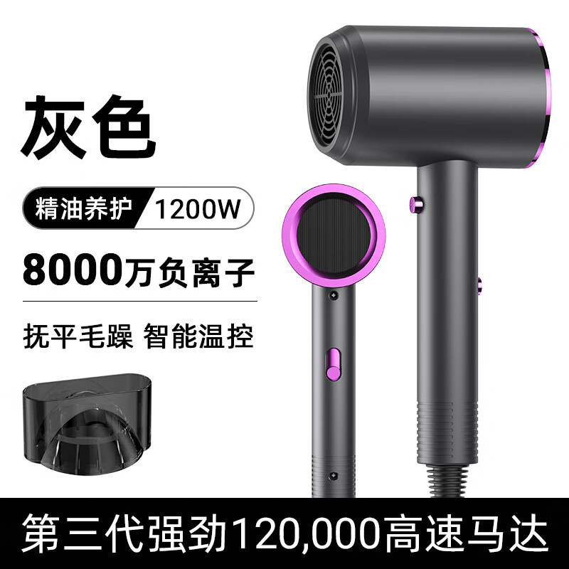 学生吹风机发廊大功率蓝光电吹风宿舍专用电吹风筒 升级5代灰色1200W