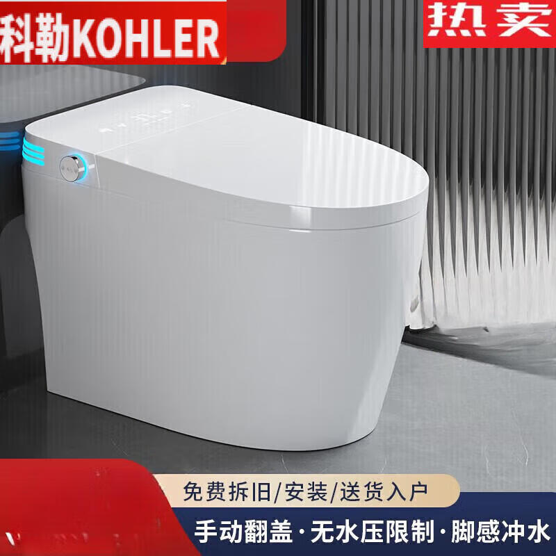全自动一体式家用遥控即热坐便器语音泡沫无水压限 白色【自动冲水】