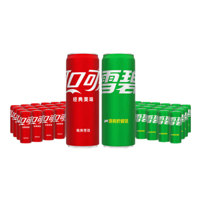 可口可乐（Coca-Cola）汽水碳酸饮料330ml*24罐*2箱 家庭组合装 新老包装随机发 可乐24罐+雪碧24罐（热卖）