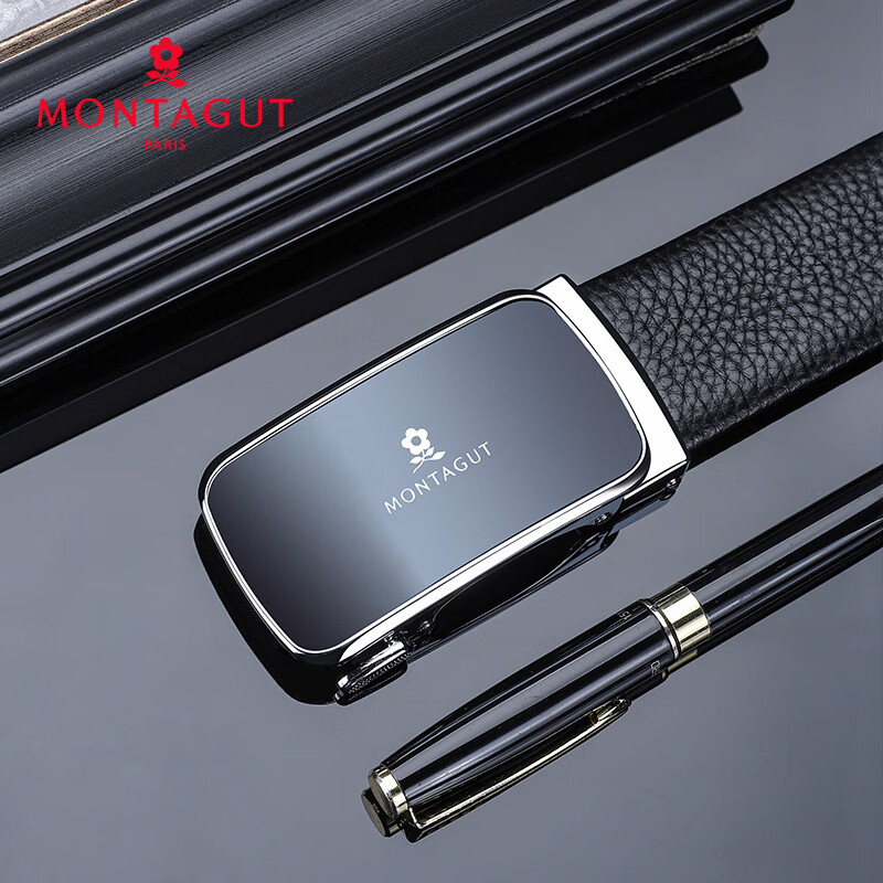 梦特娇(montagut)2023新款皮带男士高档潮纯牛皮男款腰带自动扣裤带