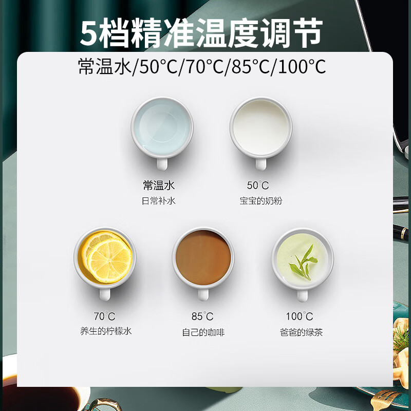 家尚迷你即热式饮水机 自动抽水矿泉水直饮机 小型桌面抽水器下置水桶 家用宿舍旅行烧水器 绿色