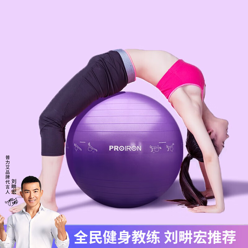 PROIRON 教学瑜伽球 健身球加厚防滑防爆初学者男女普拉提平衡球75CM紫色