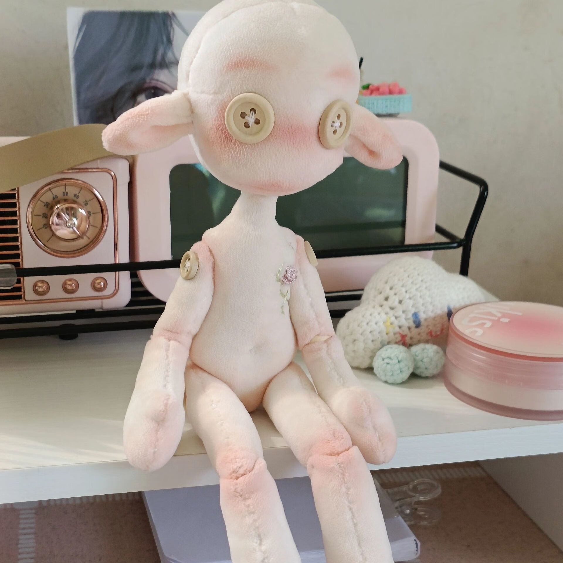 bpe鬼妈妈玩偶材料包材料手缝纽扣娃娃手工布娃娃diy自缝创意圣诞节