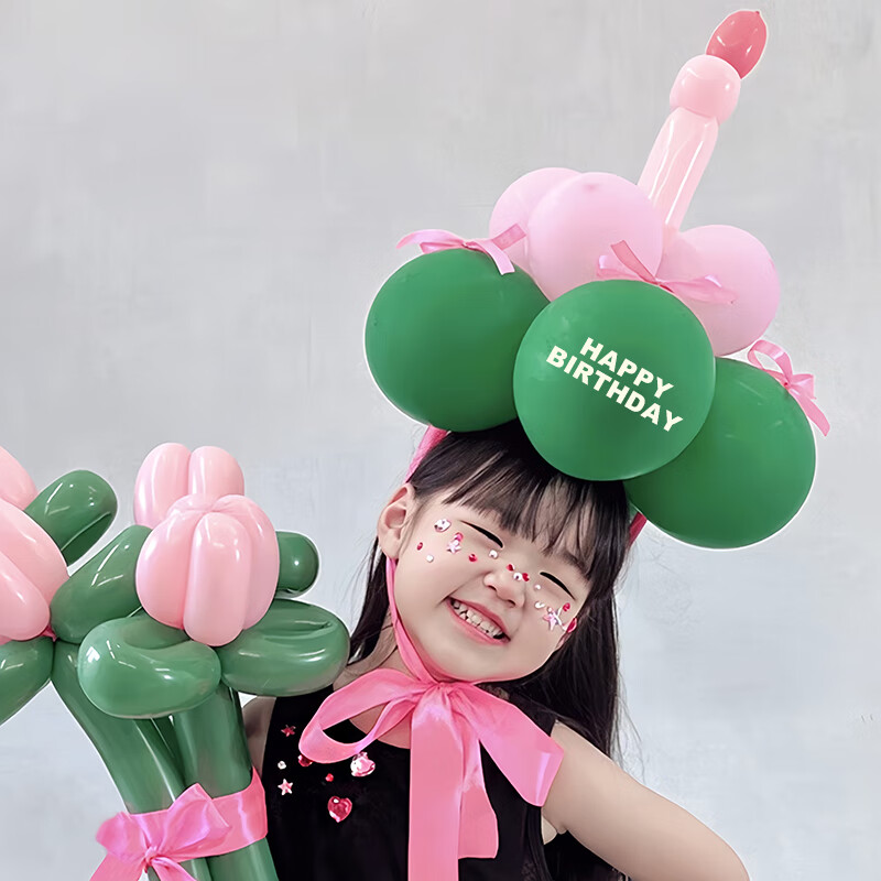 魅影港气球ins风蛋糕帽子男女孩儿童生日派对氛围拍照道具头套布置