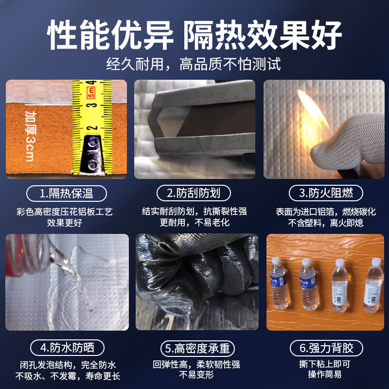 绿蔓（Lm）彩色隔热棉耐高温楼顶隔热板自粘防水隔热材料屋顶防晒阳光房保温 米白色10mm方格铝板自粘1平