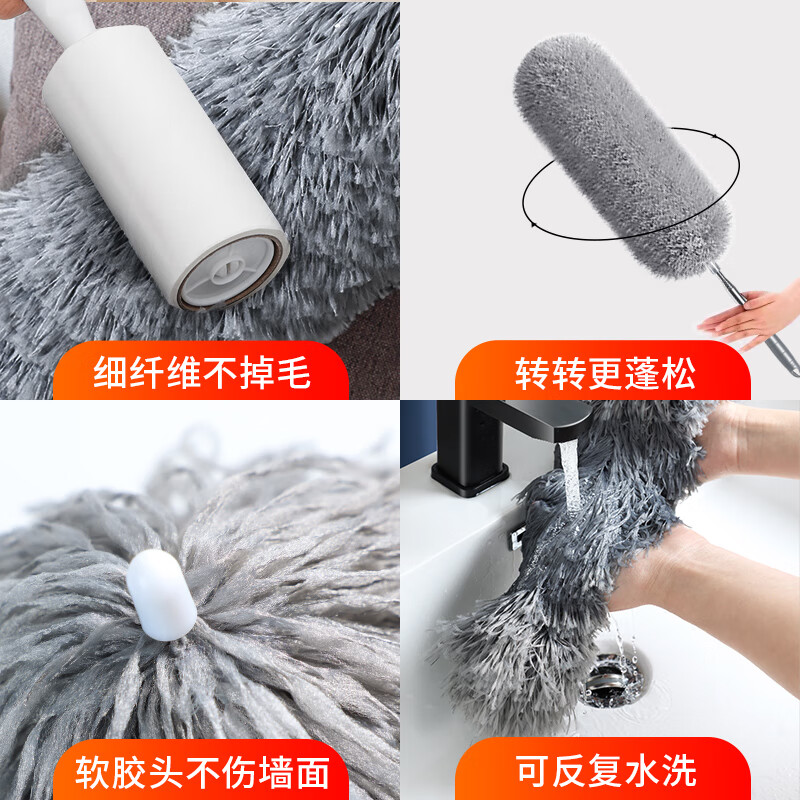 苏力达鸡毛掸子除尘扫灰家用伸缩静电打扫屋顶墙壁灰尘天花板清洁神器 2.9米-可伸缩静电除尘掸 1个