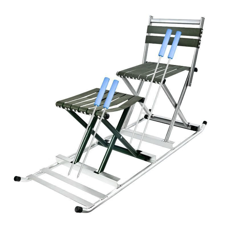 风渚客冰车加厚冰车可折叠户外便携冰车冰刀冰爬犁成人儿童带座椅款