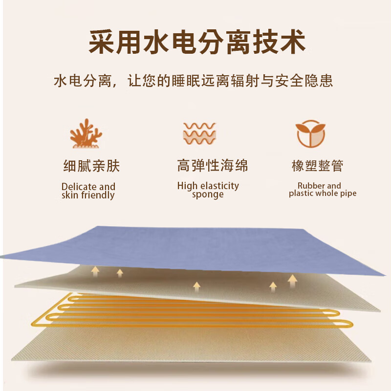 贵人梦 水暖电热毯双控加大调温家用恒温舒适水循环电褥子智能定时断电 高低档长1.8米*1.5米宽双控